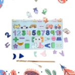 Wooden Number Puzzle Match Board and magnetic rod - Image 7