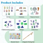 Wooden Number Puzzle Match Board and magnetic rod - Image 5