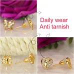 "Gold Butterfly & Heart Stud Earrings AD for women and girls Combo Pack of 3 - Image 3